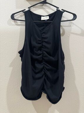 Universal Thread Black Ruched Front cropped tank top size Large